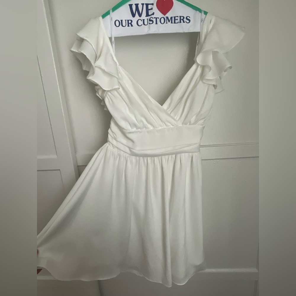 White Ruffled Mini Dress